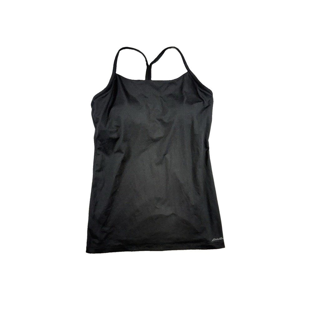 Eddie Bauer Black FreeDry Tank Top Y Back Built-In Bra Size Tall Medium Normcore